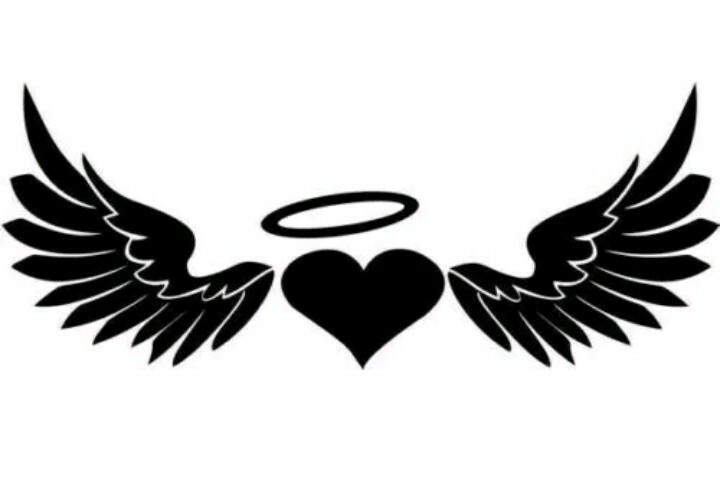 Heart Angel Wings With Halo Sticker Decal