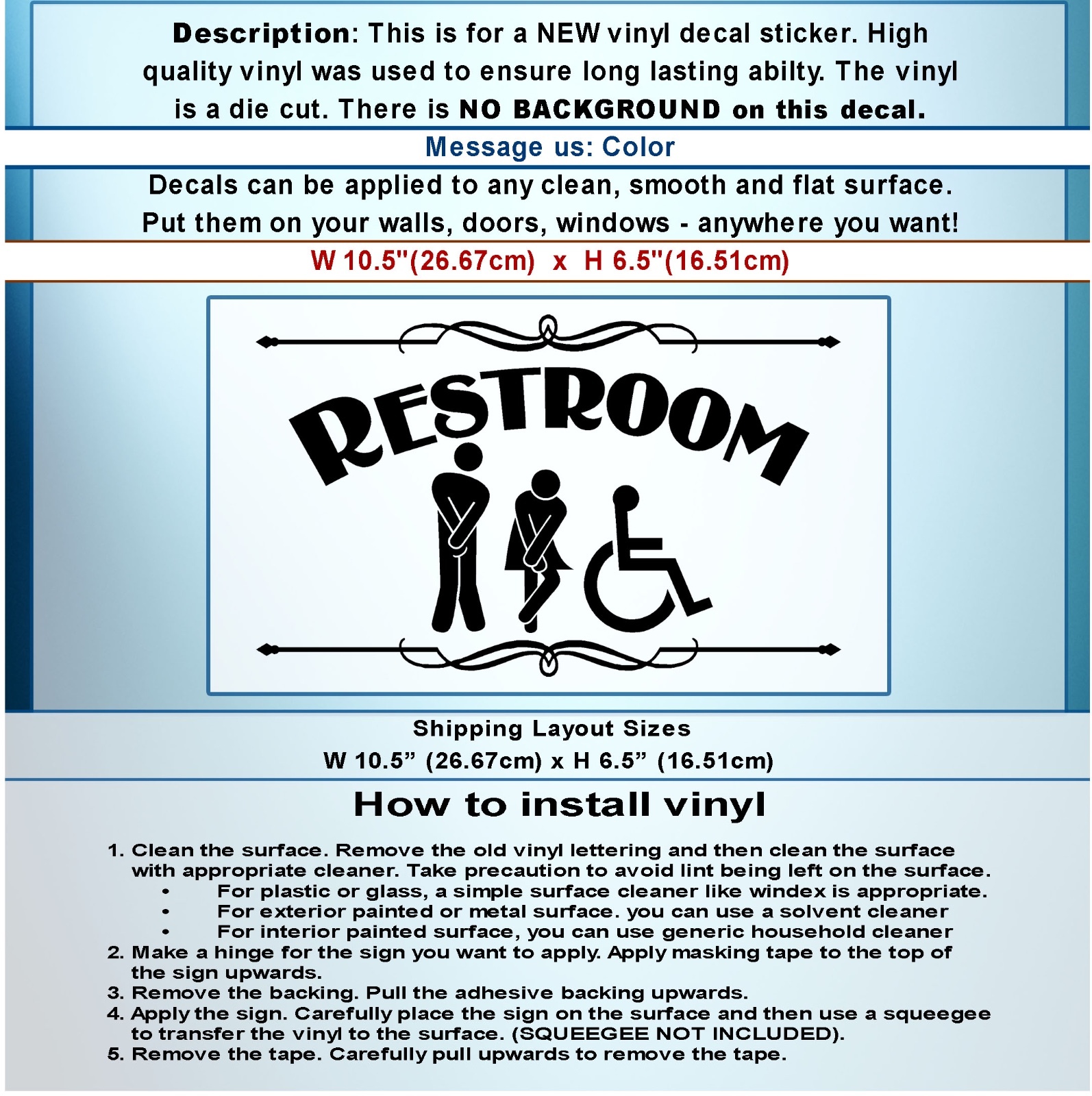 Wheelchair Restroom vinyl Sticker Door Bathroom Sign Men Women Art Decal 137