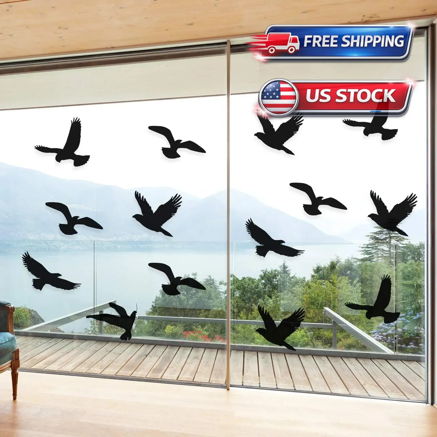 Window Decals for Bird Strikes,20 Pieces Large Leaf Shape anti Collision Window