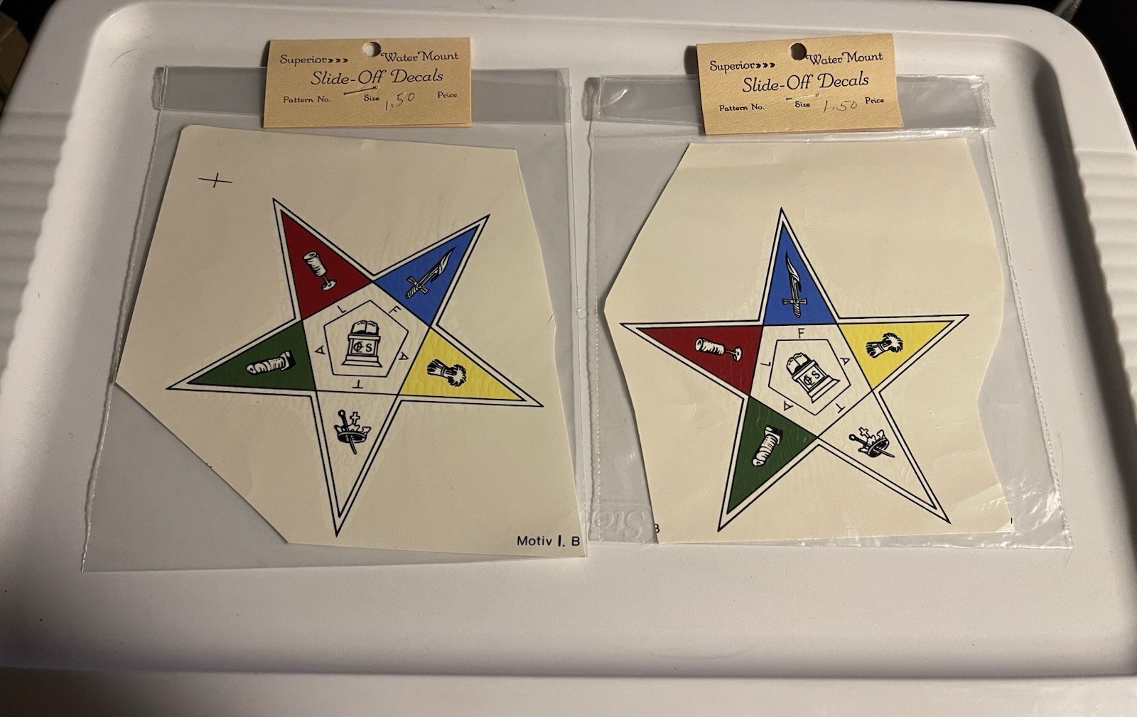 Order of the Eastern Star Superior Decals Lot of 2 Maryland China Company.