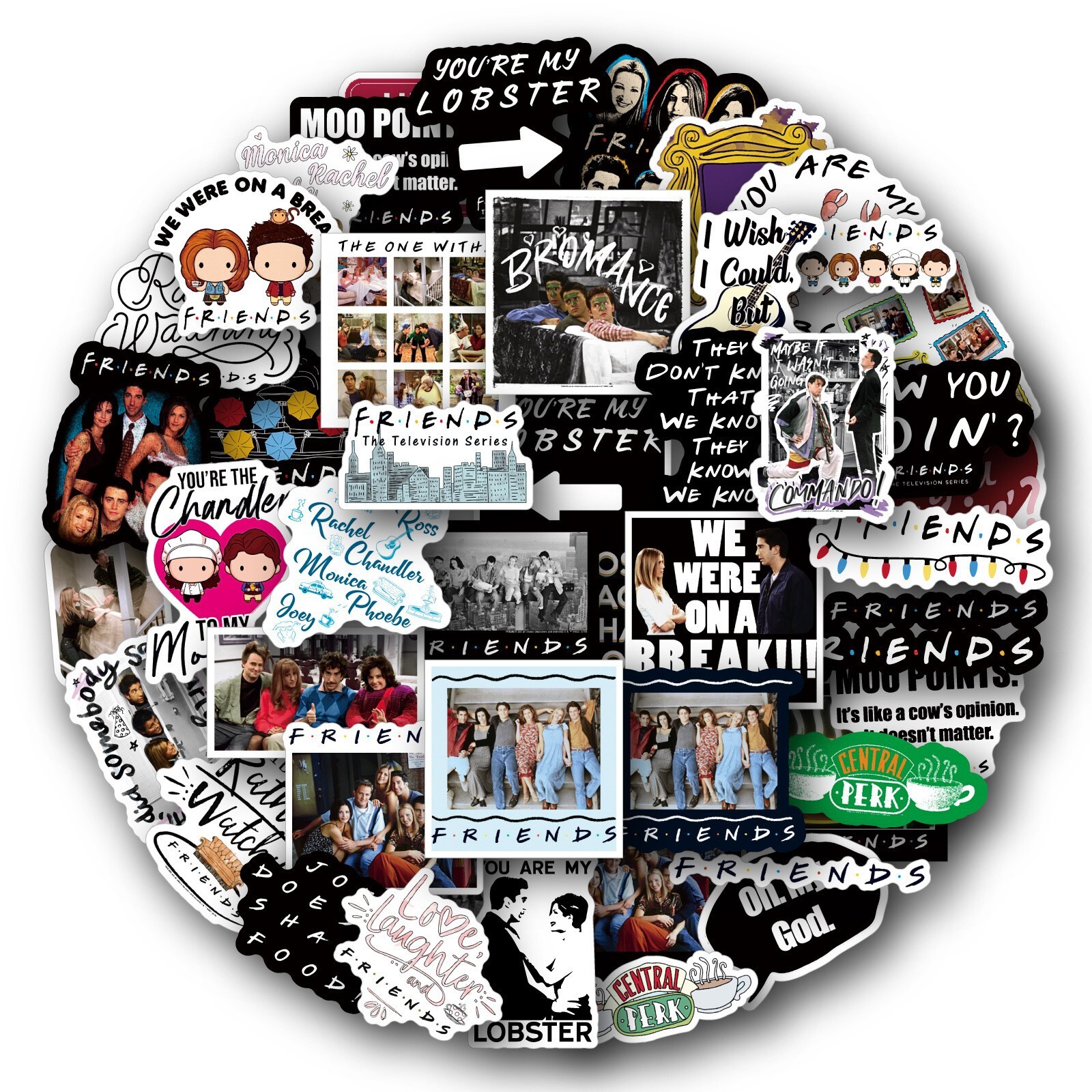 100Pcs TV series Friends Cartoon Sticker for Adults Teens Girls Water Bottles
