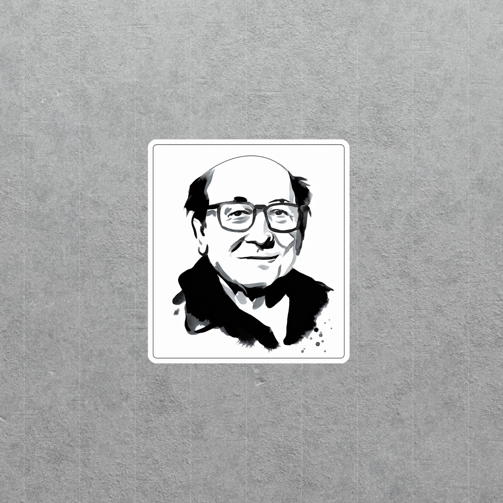 Danny DeVito Portrait Sticker – Black & White Minimalist Art Decal #396