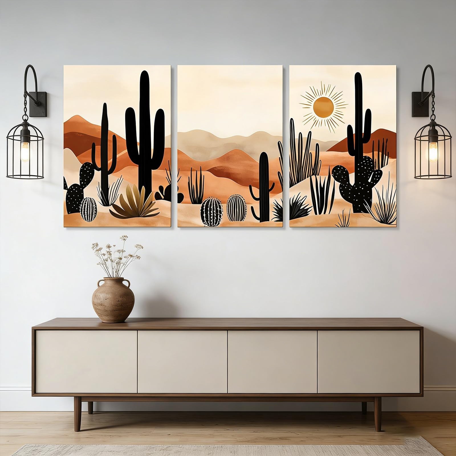 BWCWVGBN Cactus Canvas Wall Art Set of 3 Desert Plants Posters Wall Decor Mid…