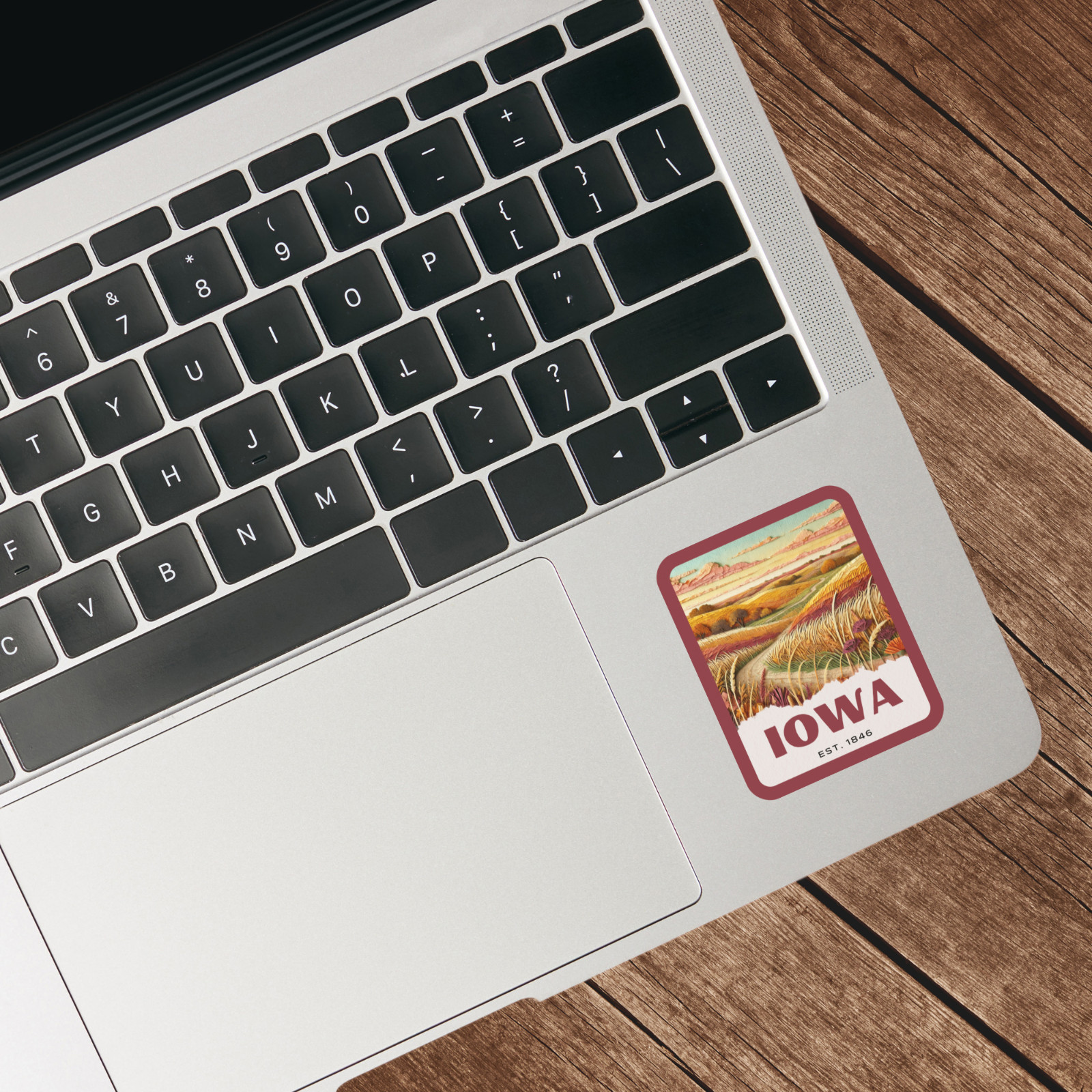 Iowa State Sticker, Paper Collage Look, Scenic Farmland Vinyl Decal