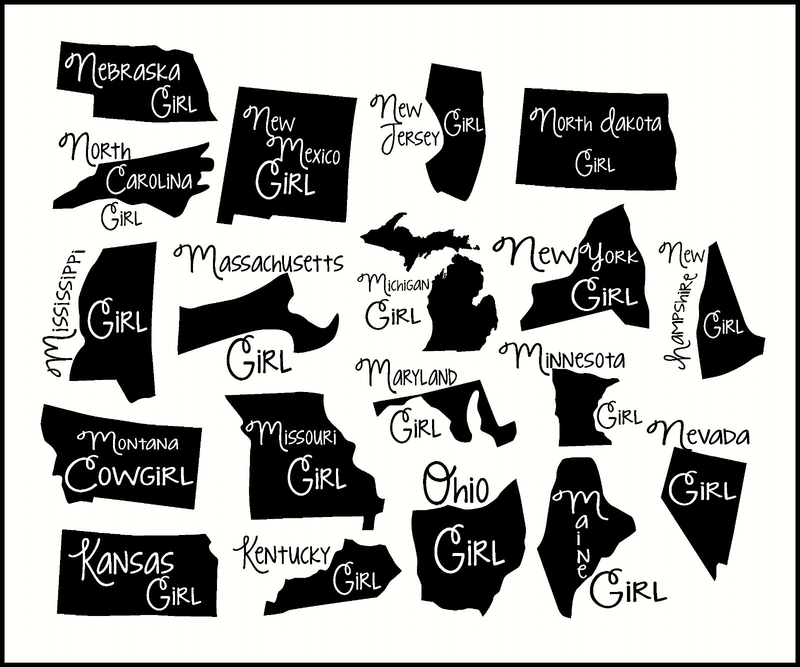 State Girl Sticker Vinyl Car Decal Approx. 6×6 NEW Made in USA