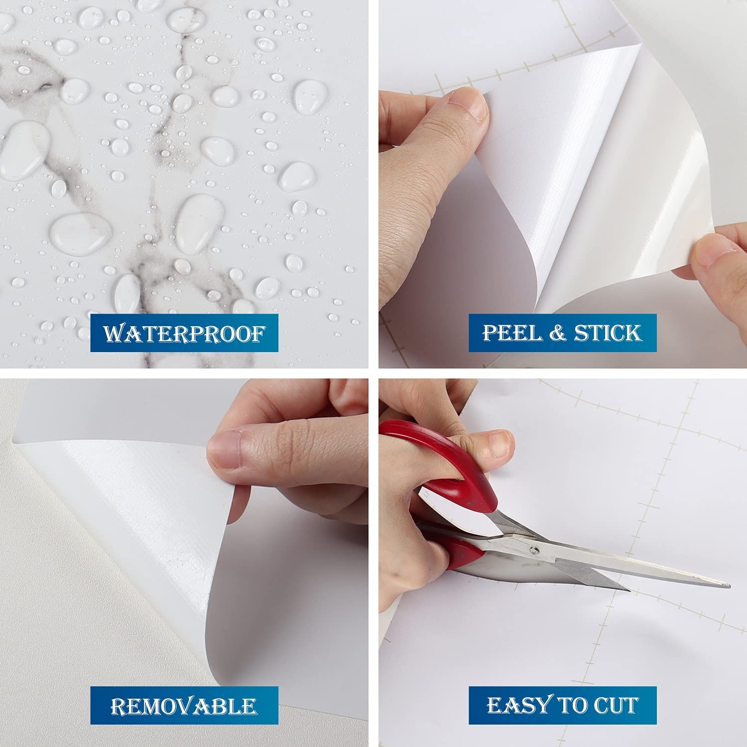 FunStick 36" x 200" White Marble Countertop Contact Paper Waterproof Marble W…