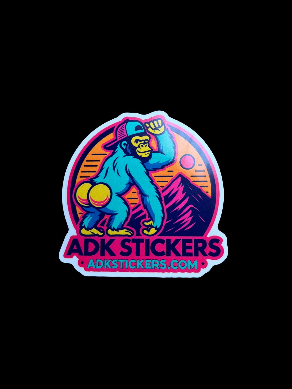 3 Pack | Gorilla Butt Logo Stickers | Pink & Blue Glossy 2.75" Vinyl