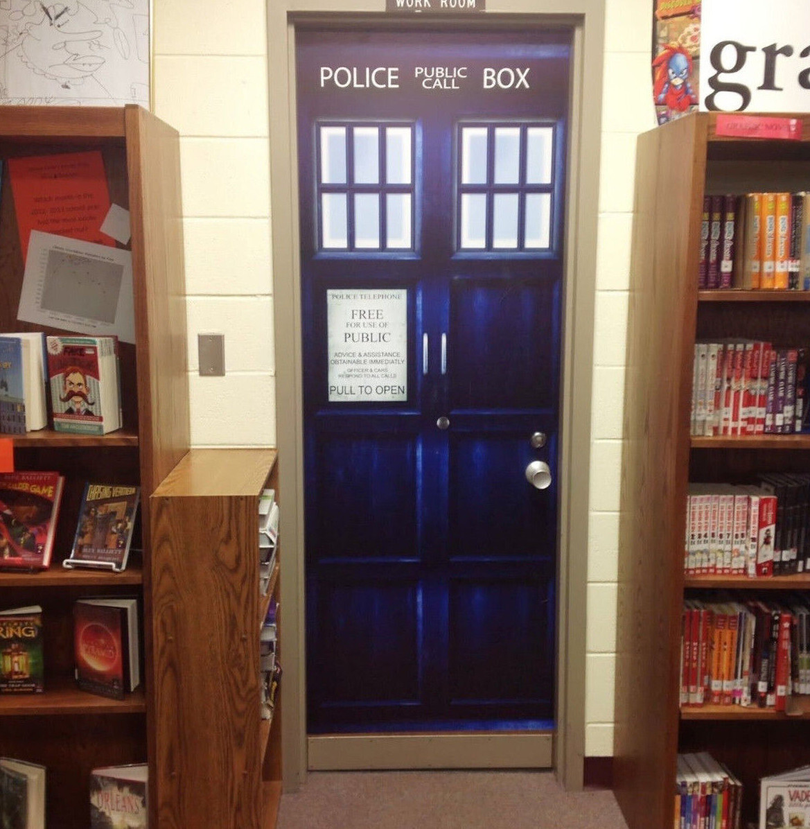 London Police Box Door Wrap, Whovian Decor, Laminated Cover Sticker Single piece
