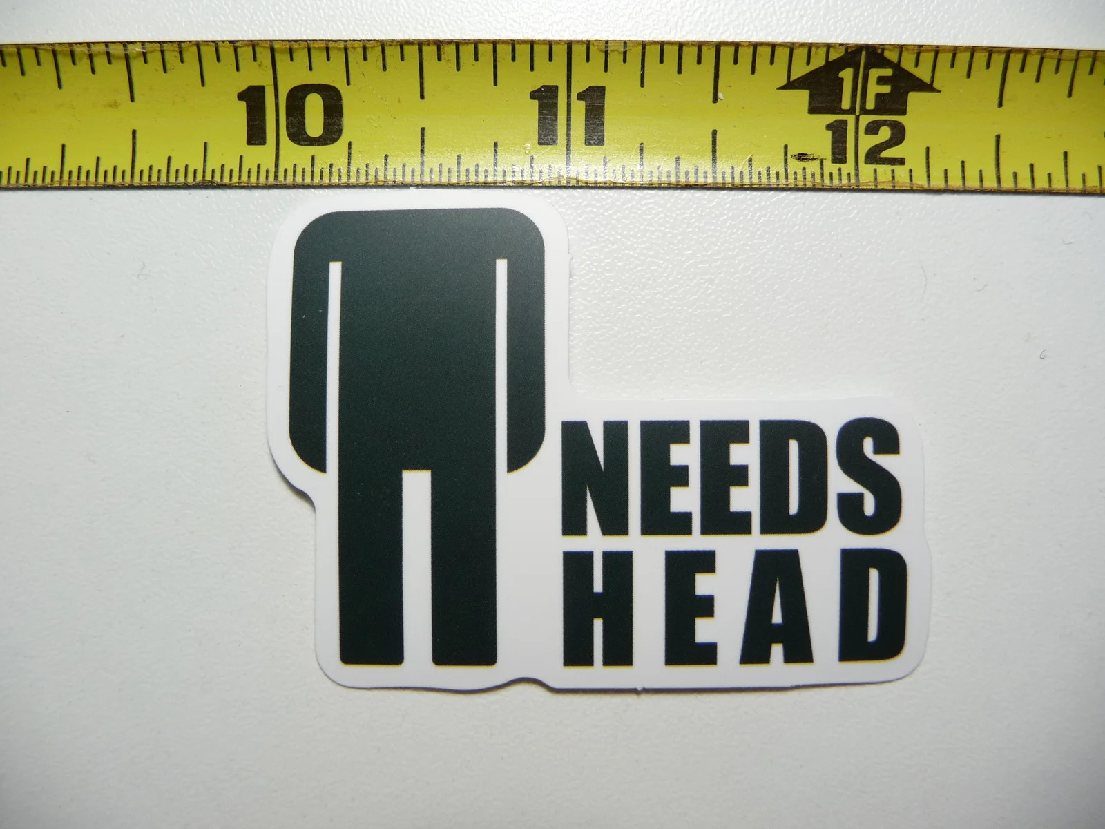 MAN NEEDS HEAD MISSING SMALL STICKER DECAL FUNNY WORKER JOB SKILL SARCASTIC