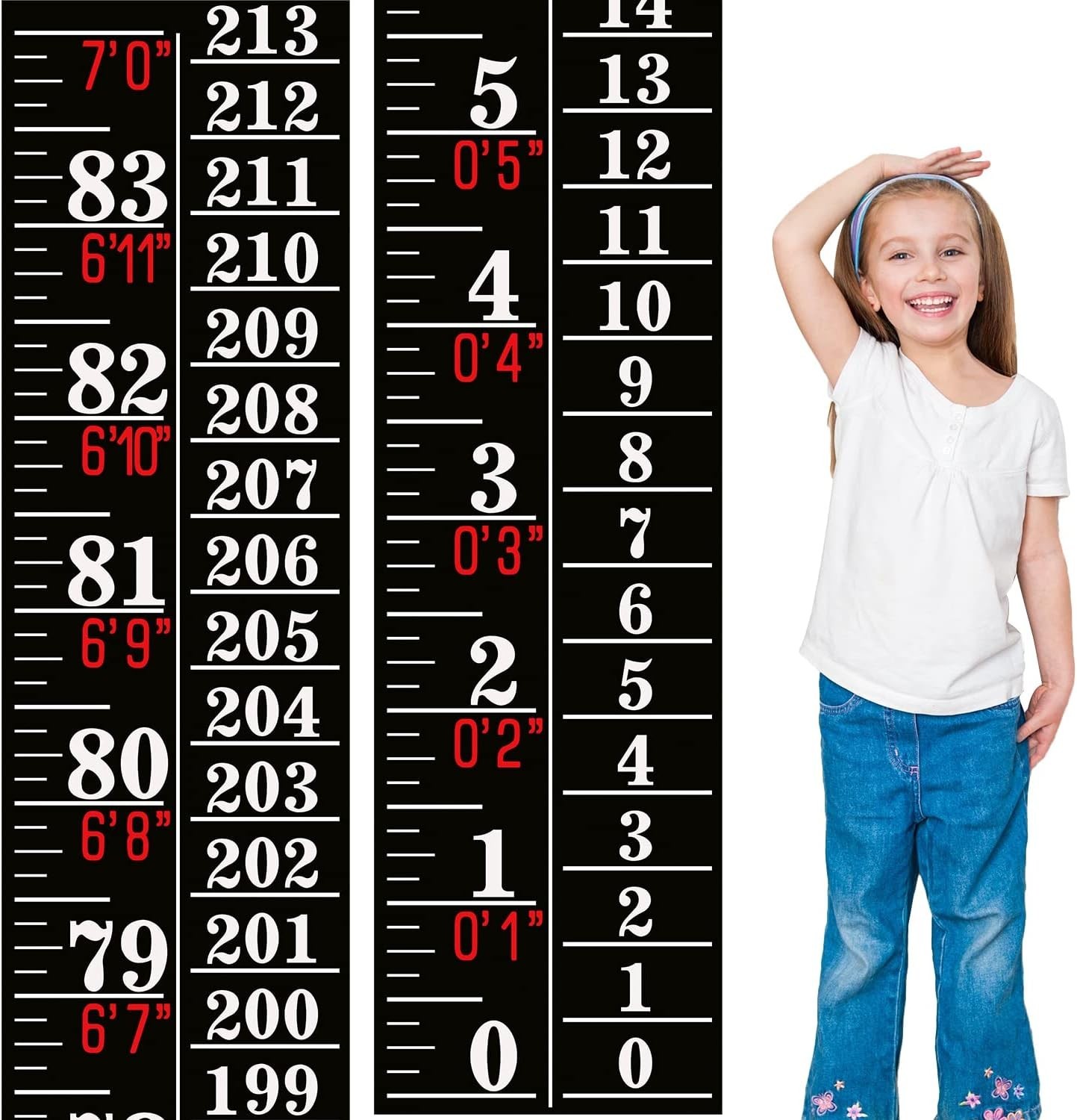 Growth Chart Ruler Black Adhesive Height Indicator Tape Measure Decor