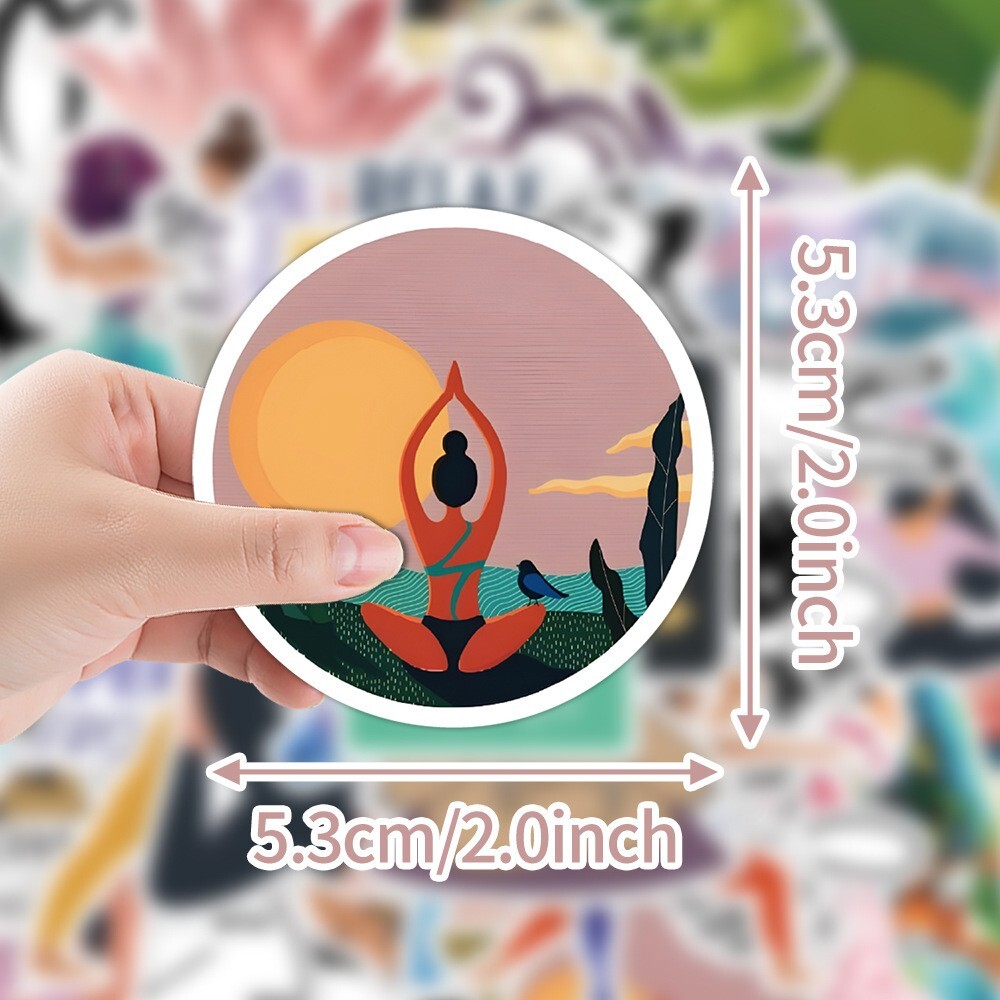 50pcs Waterproof Vinyl Stickers Yoga Lifestyle Luggage Phone Laptop Water Bottle