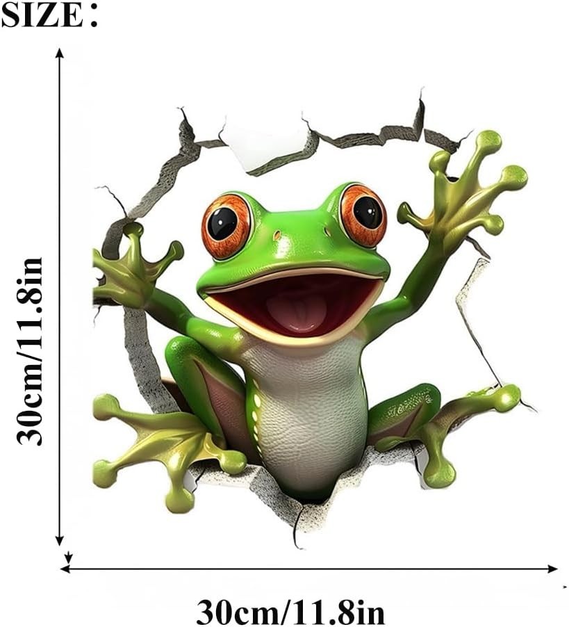 1 PCS Cute Frog Sticker for Bathroom Toilet Lid Wall Decals 11.8×11.4In | Cut…