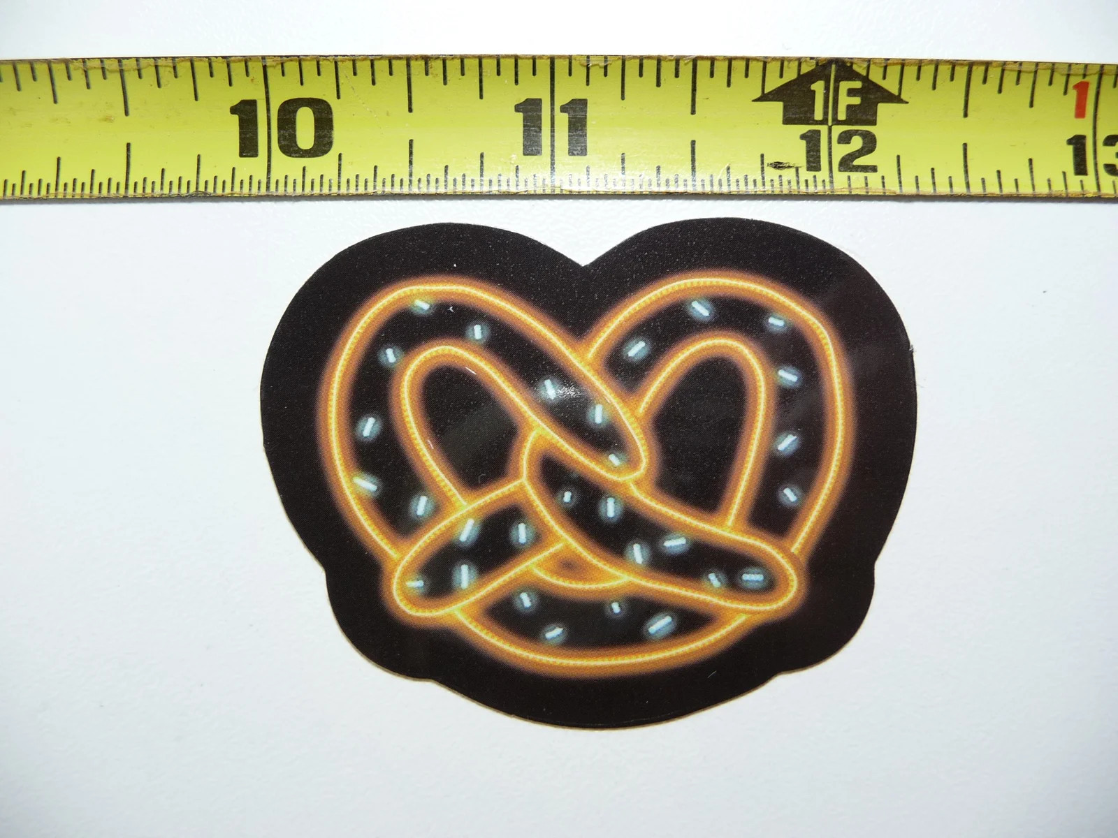 SALTY PRETZEL NEON STYLE SMALL STICKER DECAL COLORFUL FUNNY CELEBRATION