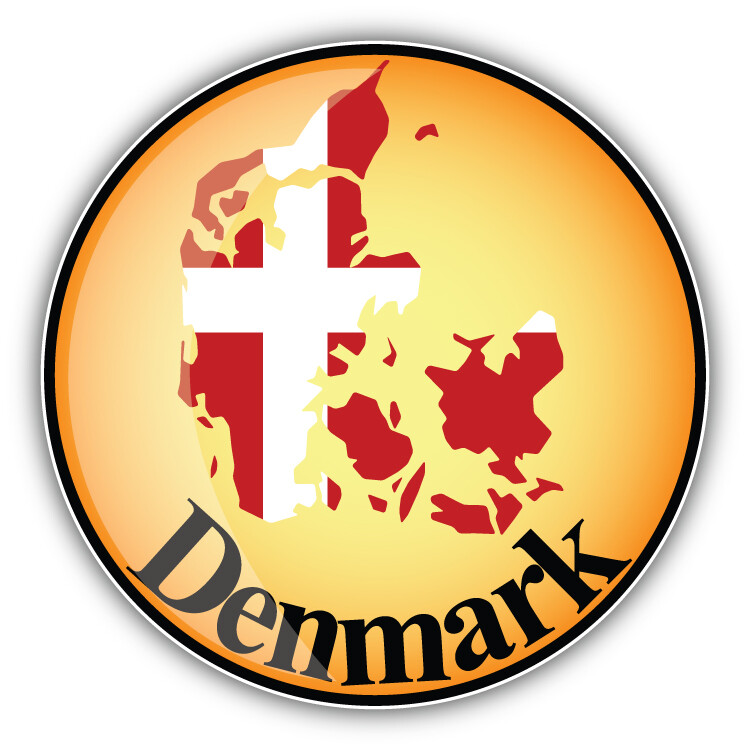 Denmark Map Flag Label Car Bumper Sticker Decal