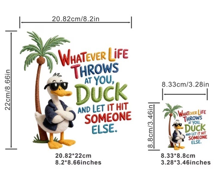 2 Pc Whatever Life Duck Iron On Heat Transfers Vinyl For T Shirts DIY Clothing
