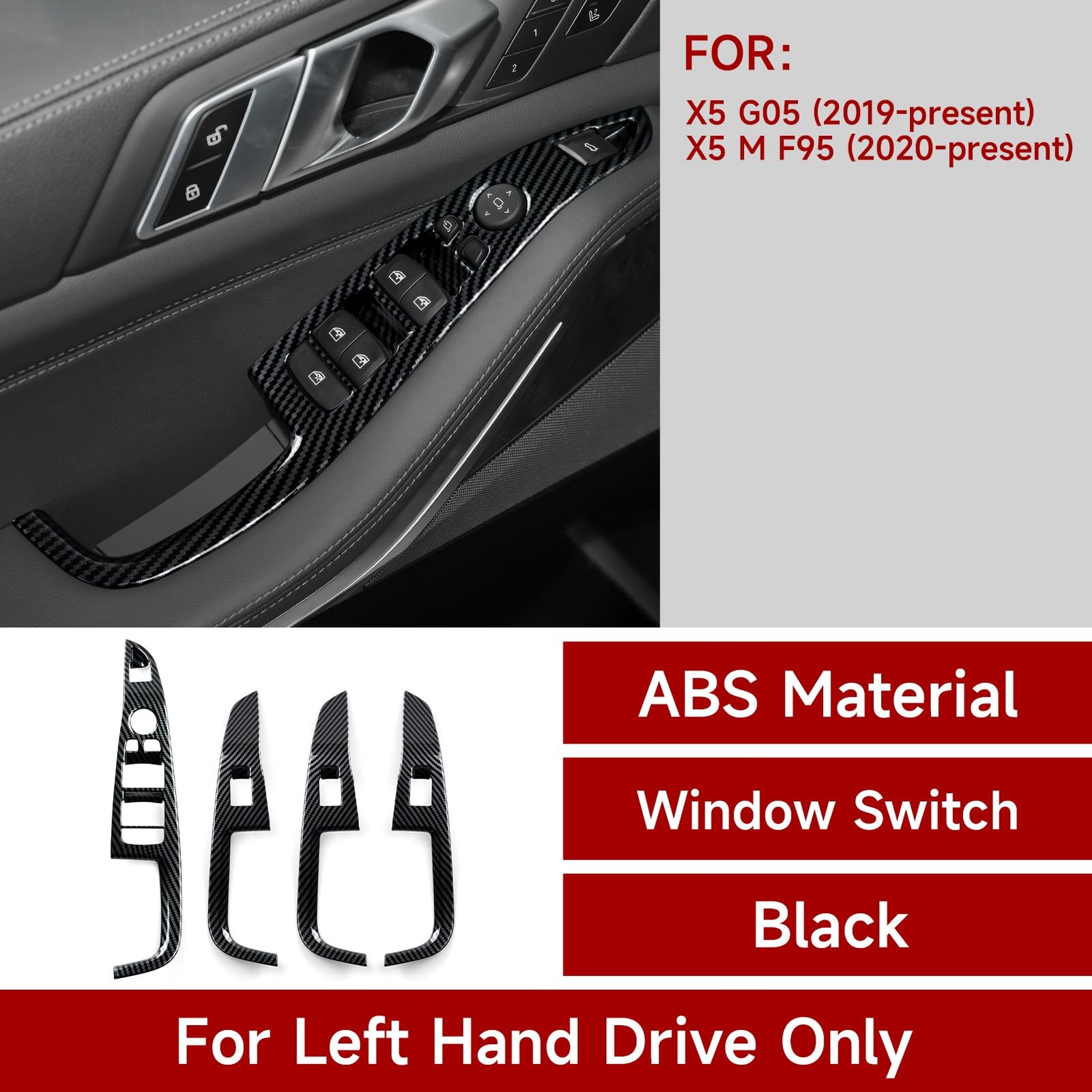 Car Window Lift Switch Cover Decal ABS Trim Sticker for BMW X5 G05 20192026