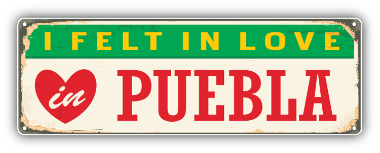 Puebla Retro Travel Tin Sign Car Bumper Sticker Decal