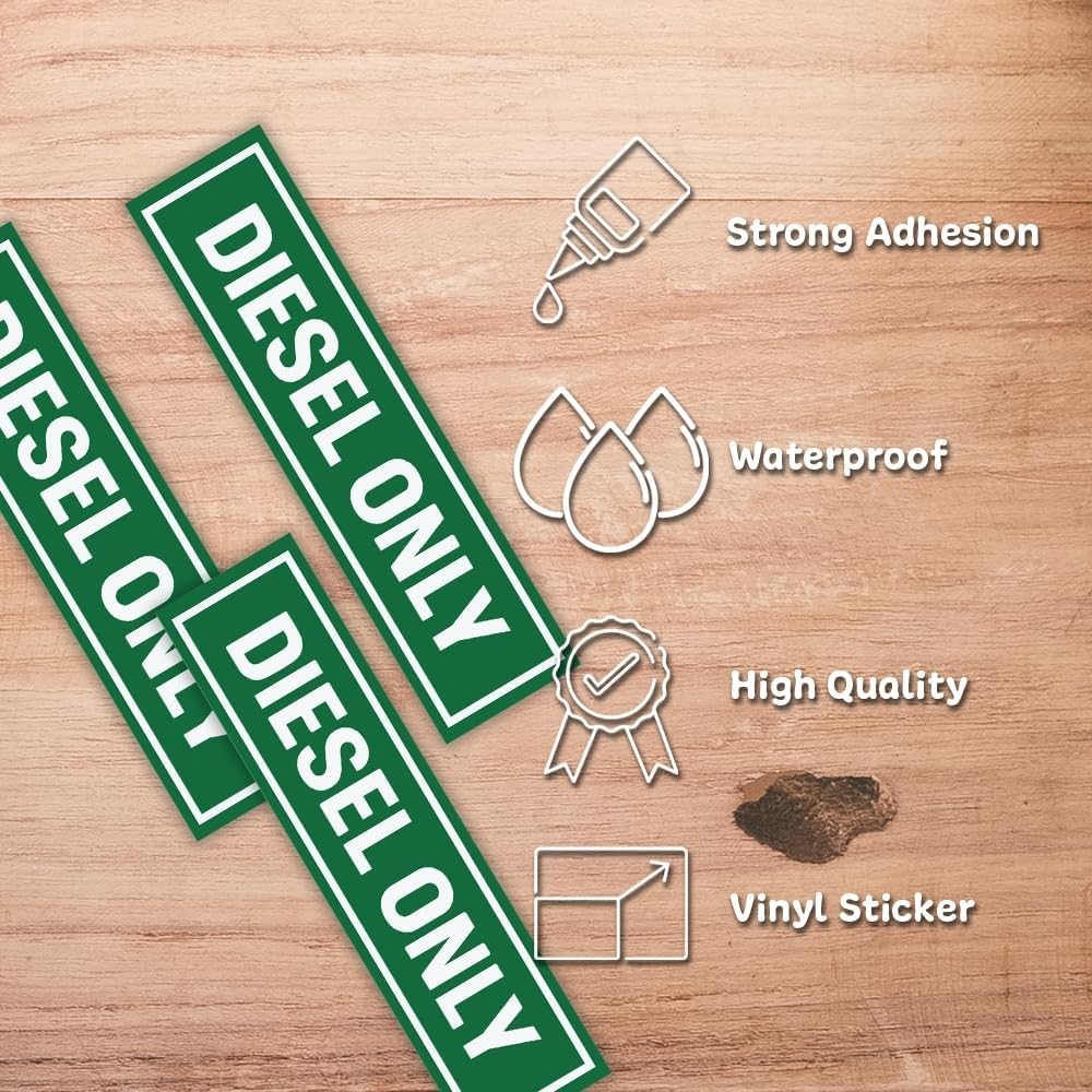 3-Pack Diesel Only Green Fuel Vinyl Decal Truck Gas Cap Sticker 6"x1.5"