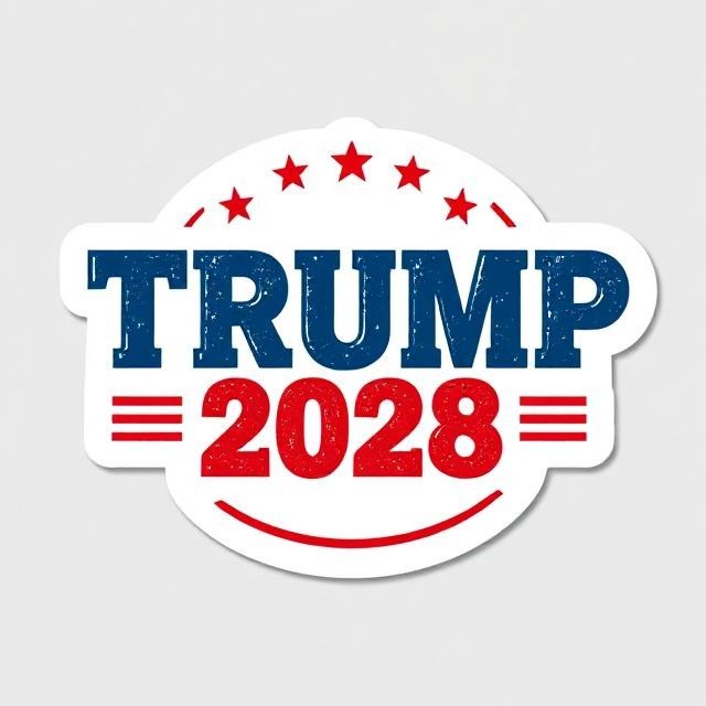 Trump 2028 Campaign Sticker Bold Patriotic Vinyl Red White Blue