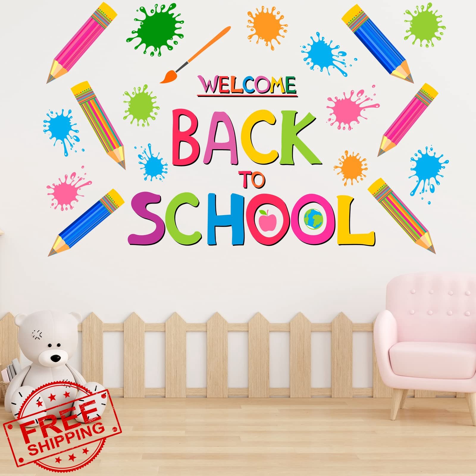 WINDVALE Back School Wall Decals Crayon