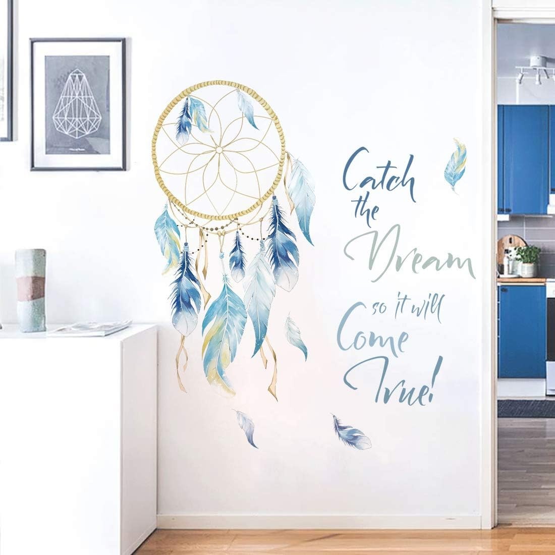 Dream Catcher Quotes Wall Decals Colorful Feathers Wall Art Stickers Bedroom …