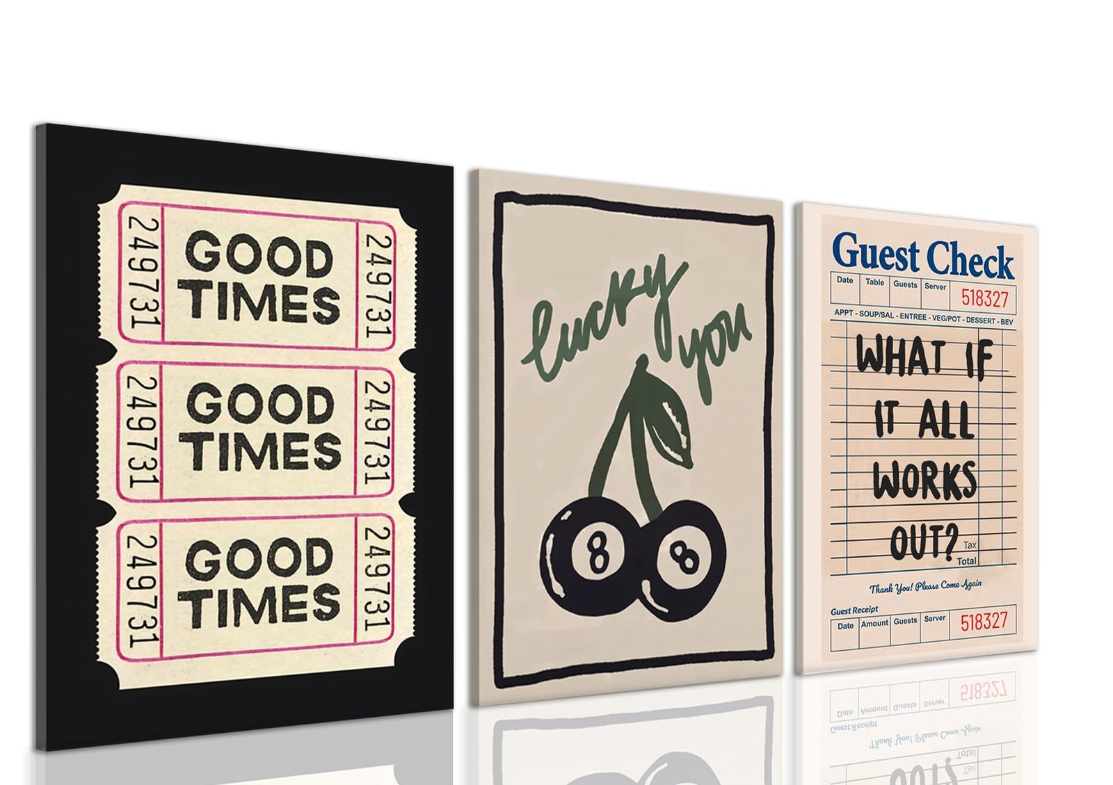 Dytila Framed What If It All Works Out Quote Wall Art Set of 3, Retro Good Ti…