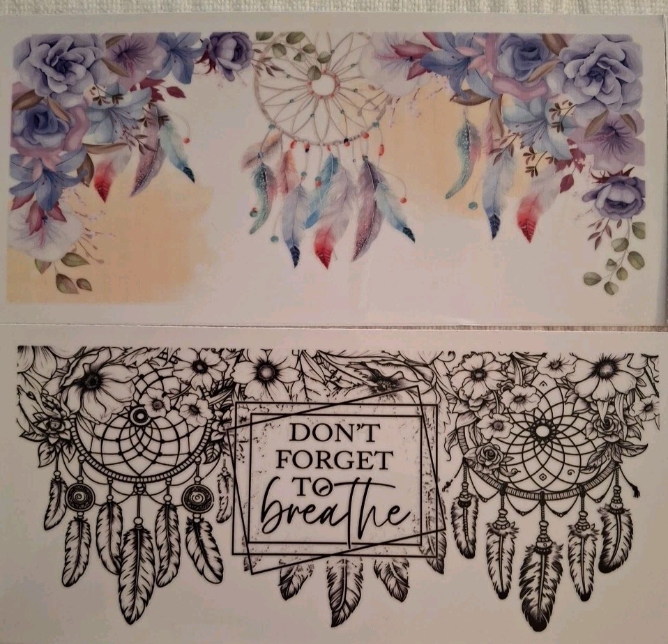 UV DTF Dream Catcher Theme Cup Wraps Transfer Stickers Set 4 Decals 4 X 9 Inch