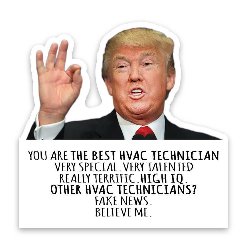 Gift Sticker : HVAC TECHNICIAN Funny Trump Best Birthday Christmas Jobs