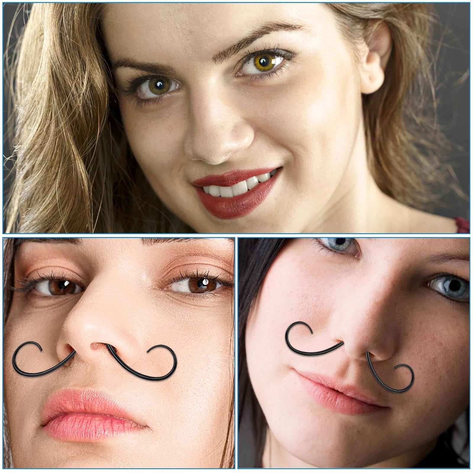 Mustache Septum Ring Black Septum Mustache Nose Ring Piercing Jewelry Surgica…