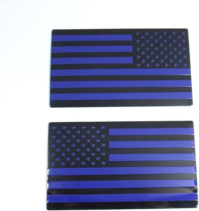 Black Metal Flag Emblem for Cars Trucks 2pcs Forward and Reverse Set (5"x3") (Bl