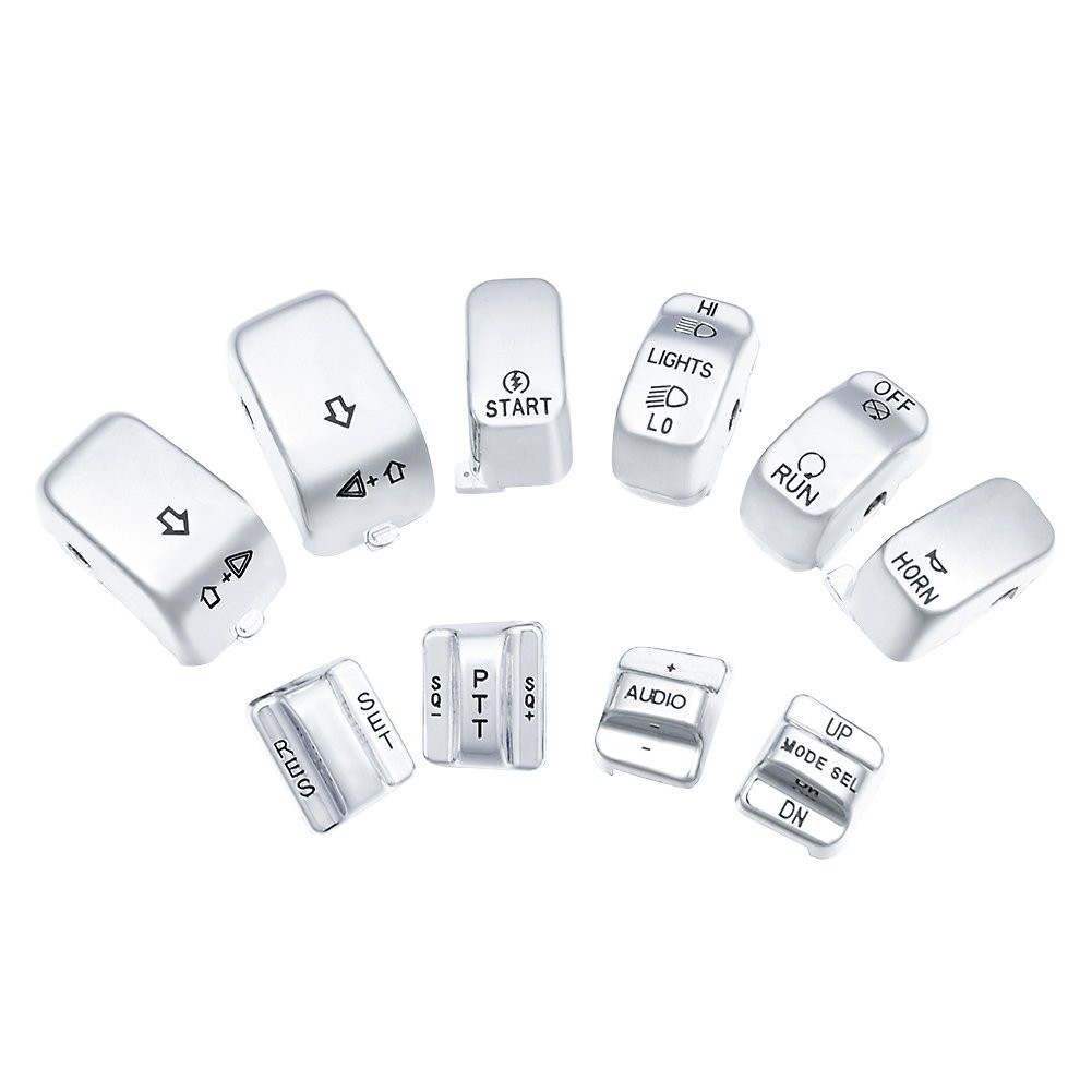 Chrome Switch Housings Caps Set Compatible with Harley Davidson Electra Glide Ro
