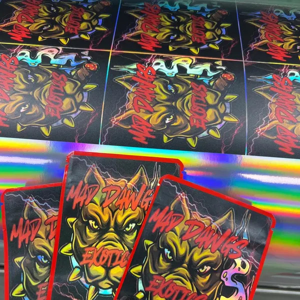 Custom Mylar Bag UV Printed Labels/Sticker (3.5G, 7G, Ib) Send Us Your Design