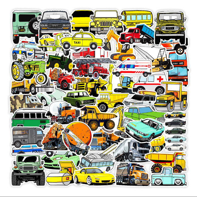 50 Pcs Stickers Vehicle Trucks Cars Fridge Luggage Skateboard Phone Laptop Vinyl