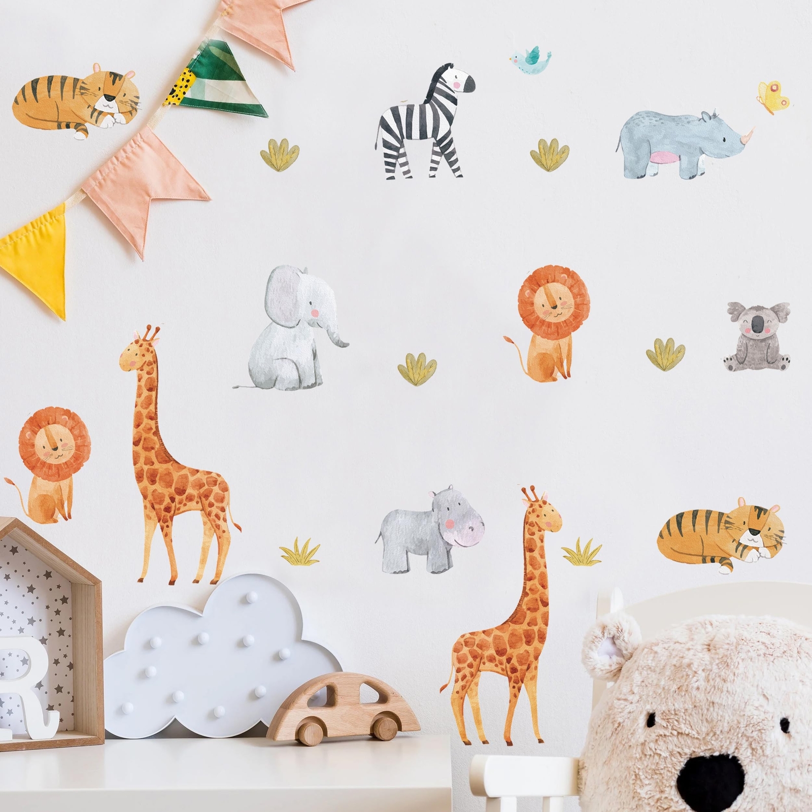 Animals Wall Decals for Kids, Jungle Removable Wall Stickers Toddler Boy Girl…