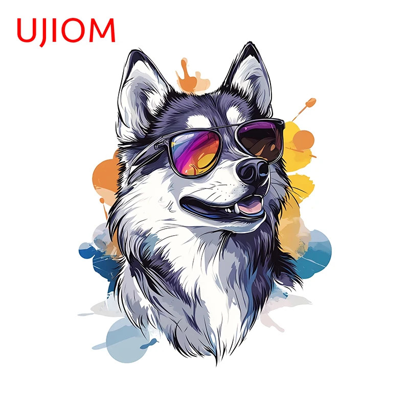 UJIOM Ink Style Siberian Husky Wall Decals Fashionable Colorful Puppy Tuya Wall