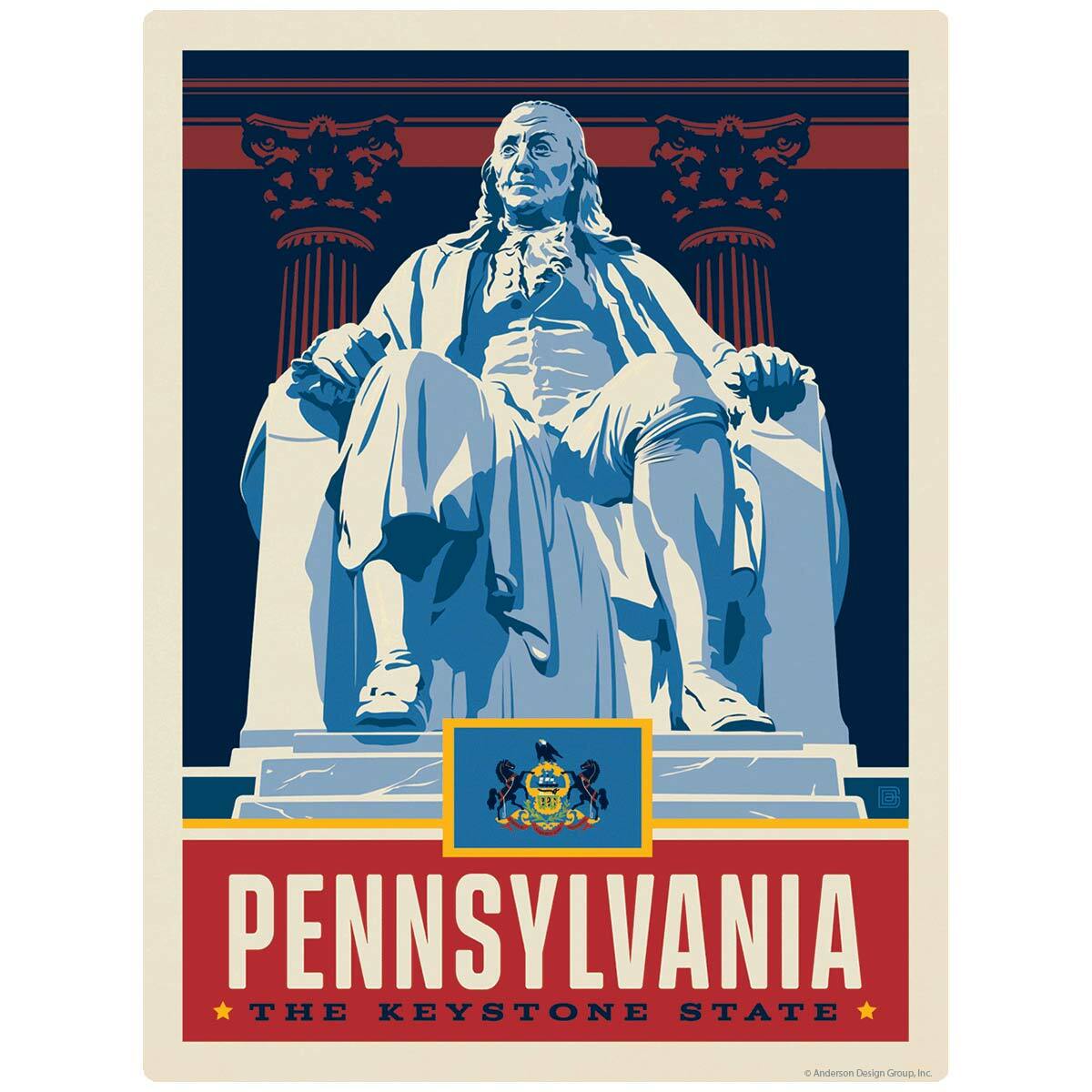 Pennsylvania Keystone State Benjamin Franklin Decal Peel and Stick Decor