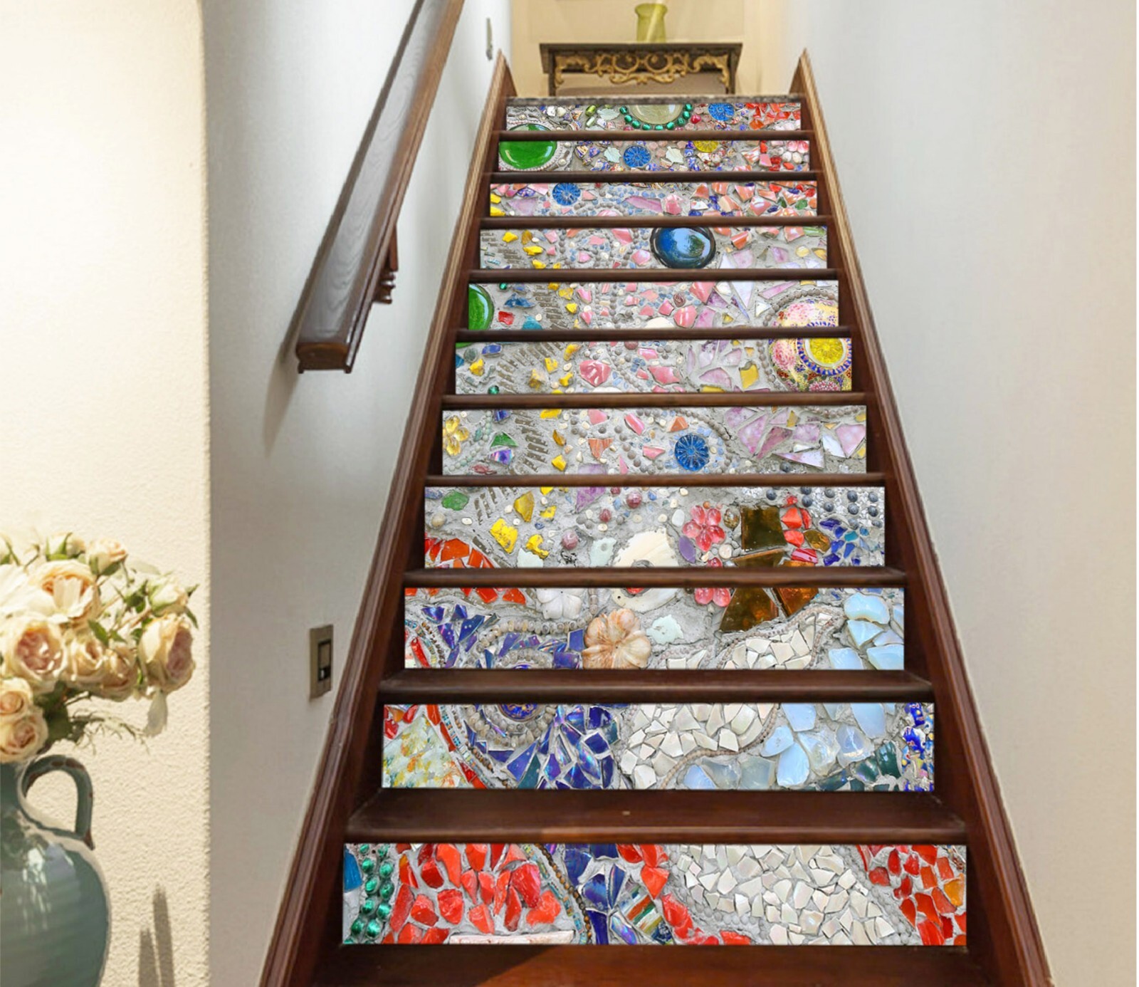 3D Gem Sequins AZ442 Stair Risers Decoration Mural Vinyl Wallpaper Kay