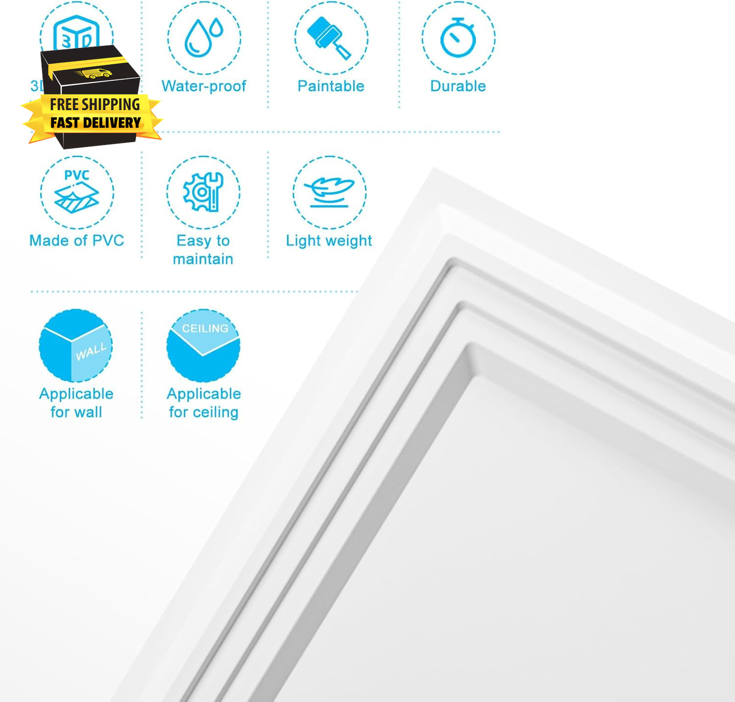 33-Pack Accent 3D Textured Wall Panels, 11.8 X 11.8 In, White | Wipe Clean, PVC,