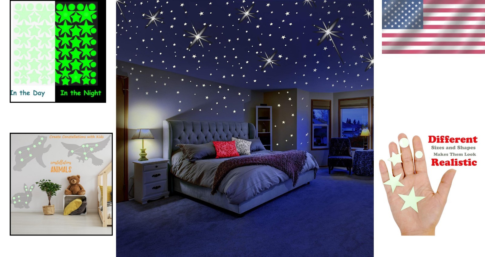 Glow in The Dark Stars Ceiling Wall Stickers Kids Room Decor Galaxy Set