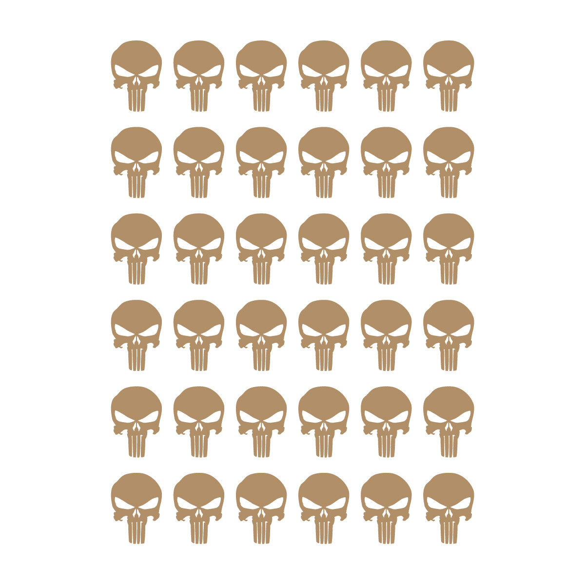 Desert Tan – 36 Punisher 1" High Vinyl Decals Phone Laptop Gun Helmet