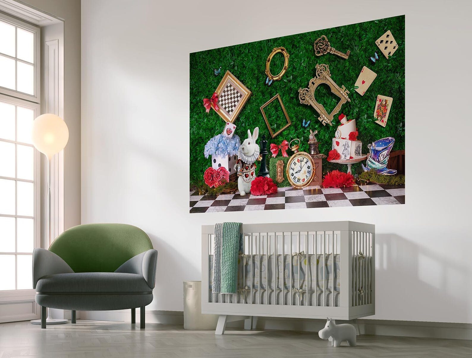 Alice in Wonderland Wall Mural, Wallpaper. Self Adhesive