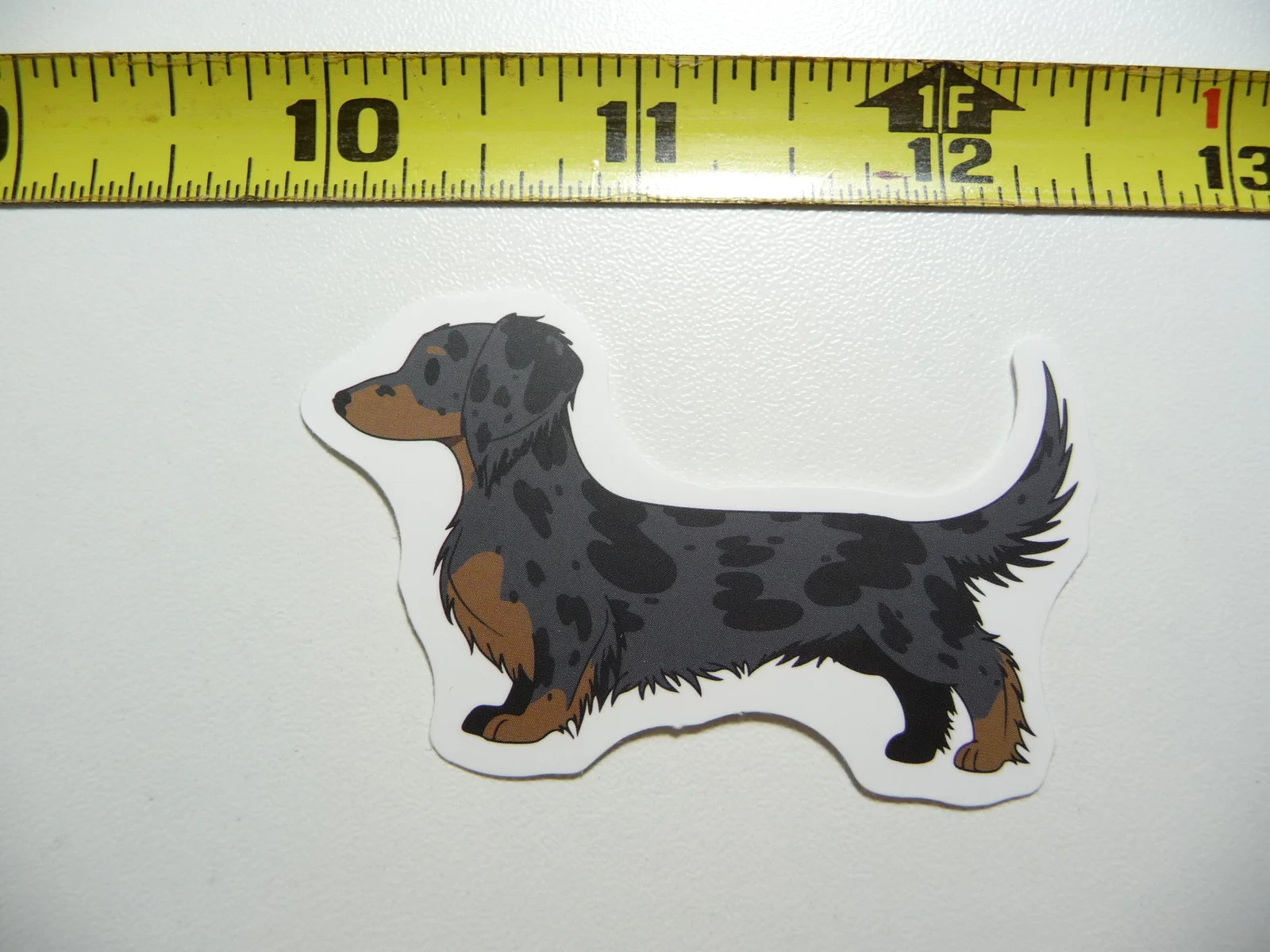 DACHSHUND LONG HAIR DAPPLE PUPPY SMALL STICKER DECAL DOG PET DOXIE WIENER LOVE