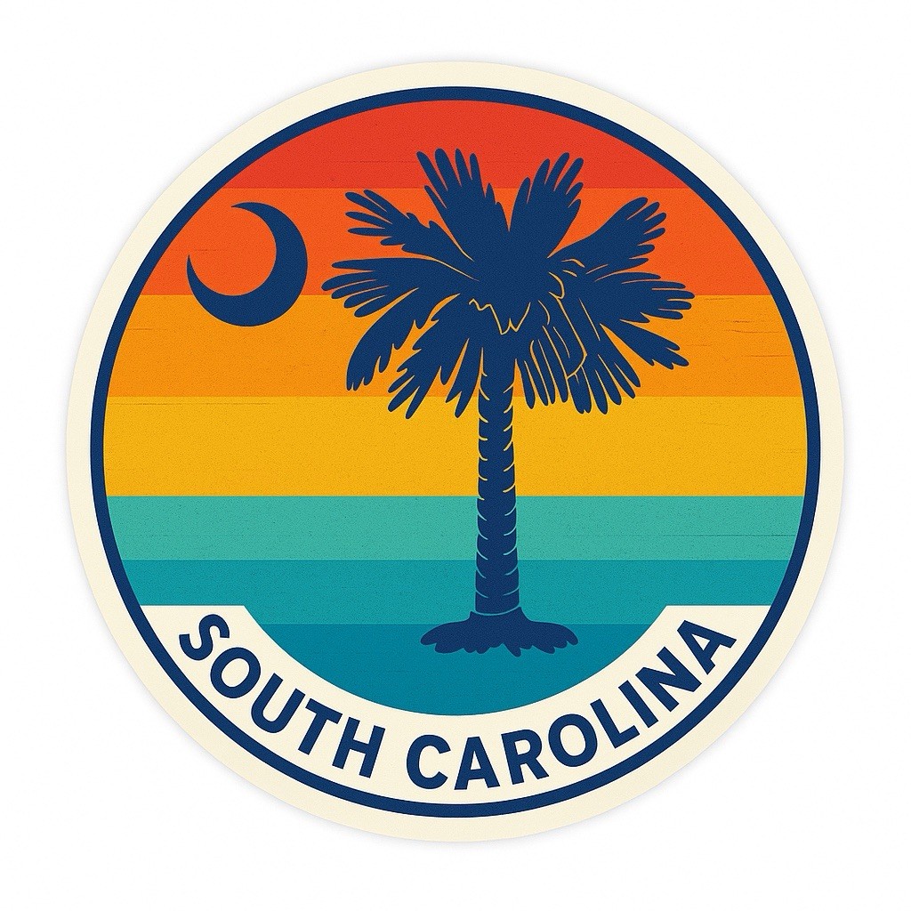 South Carolina With Palmetto Tree 3” Sticker Decal Souvenir Vacation Trip Memoir