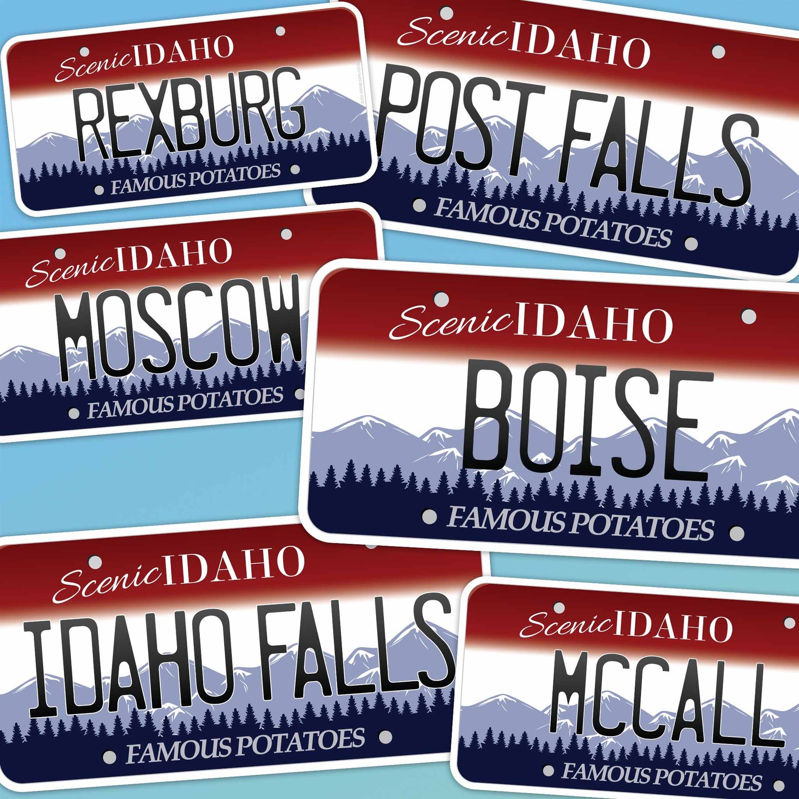 Idaho License Plate Stickers- Choose from 25+ ID City & Saying Decals for Laptop