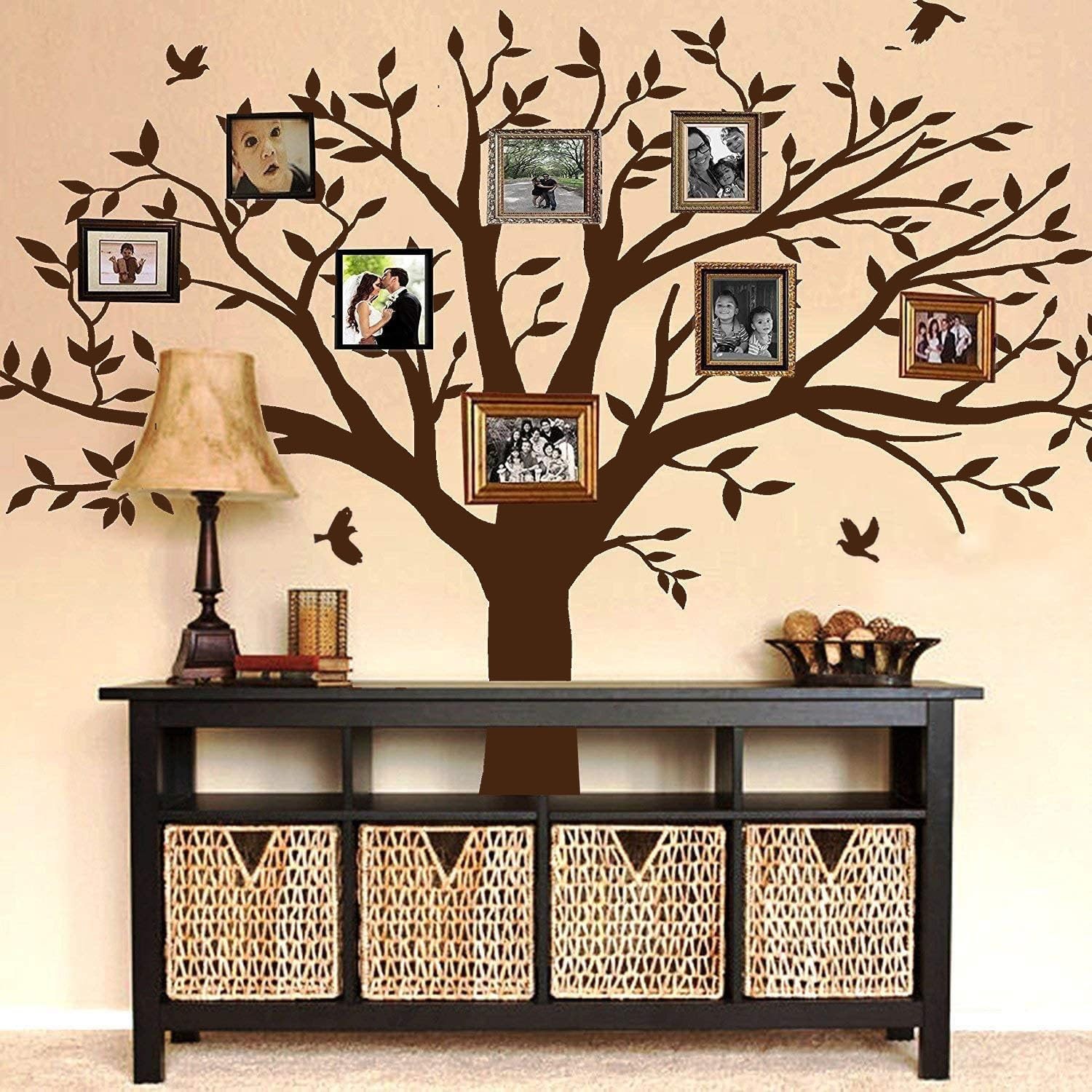 Giant Family Tree Wall Decals Photo Tree Wall Decals with Birds Wall Stickers…