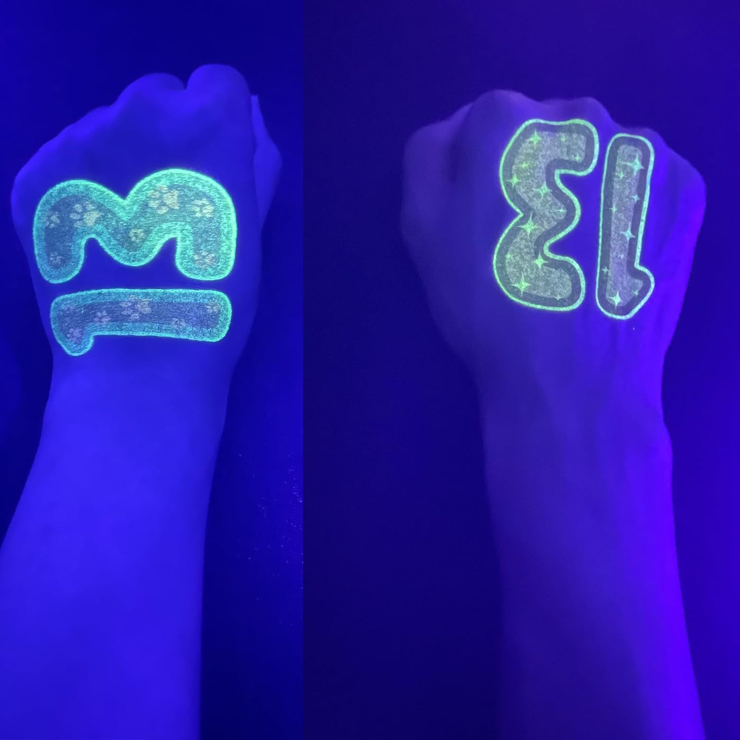 Glow in the Dark Number 13 Tattoo Stickers for Swifties- 48 Pack (32 Glow + 16 R