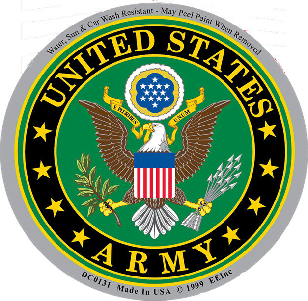 3"X4" VINYL PRESS AND STICK WEATHER RESISTANT US ARMY SEAL DECAL
