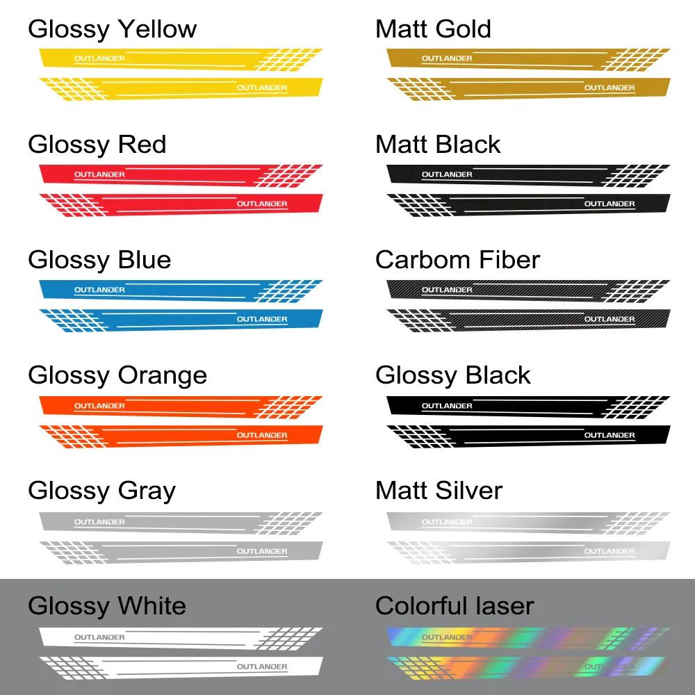 Aftermarket Door Side Skirt Stripe Decal for Mitsubishi Outlander | 2-Piece Vin