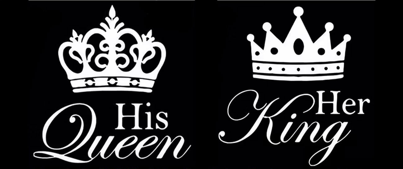 His Queen & Her King Two 5" Vinyl Decal Car Window Laptop Tablet Door Mirror