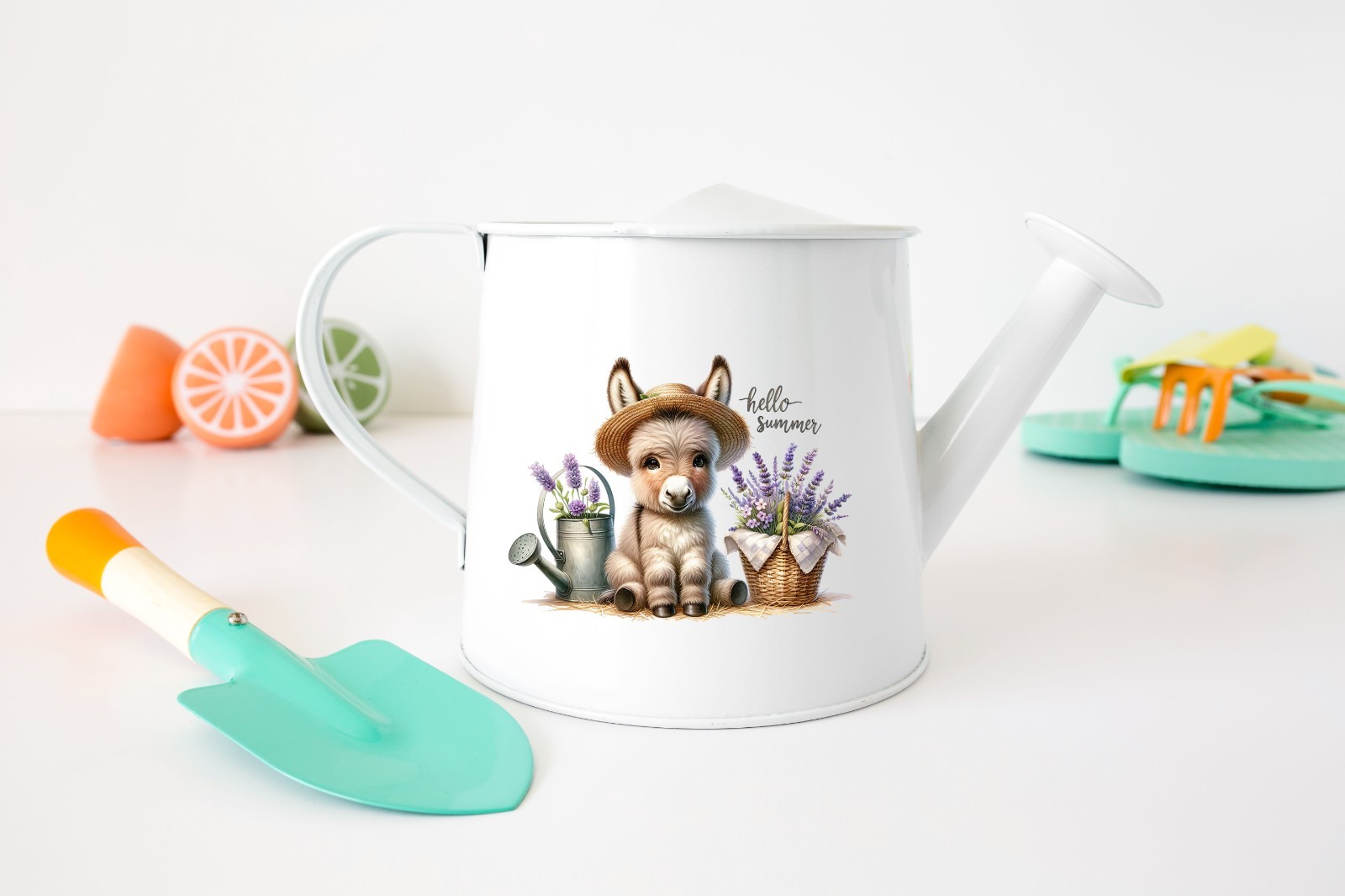 Hello Summer Baby Donkey Lavender UV DTF Transparent Sticker / Decal